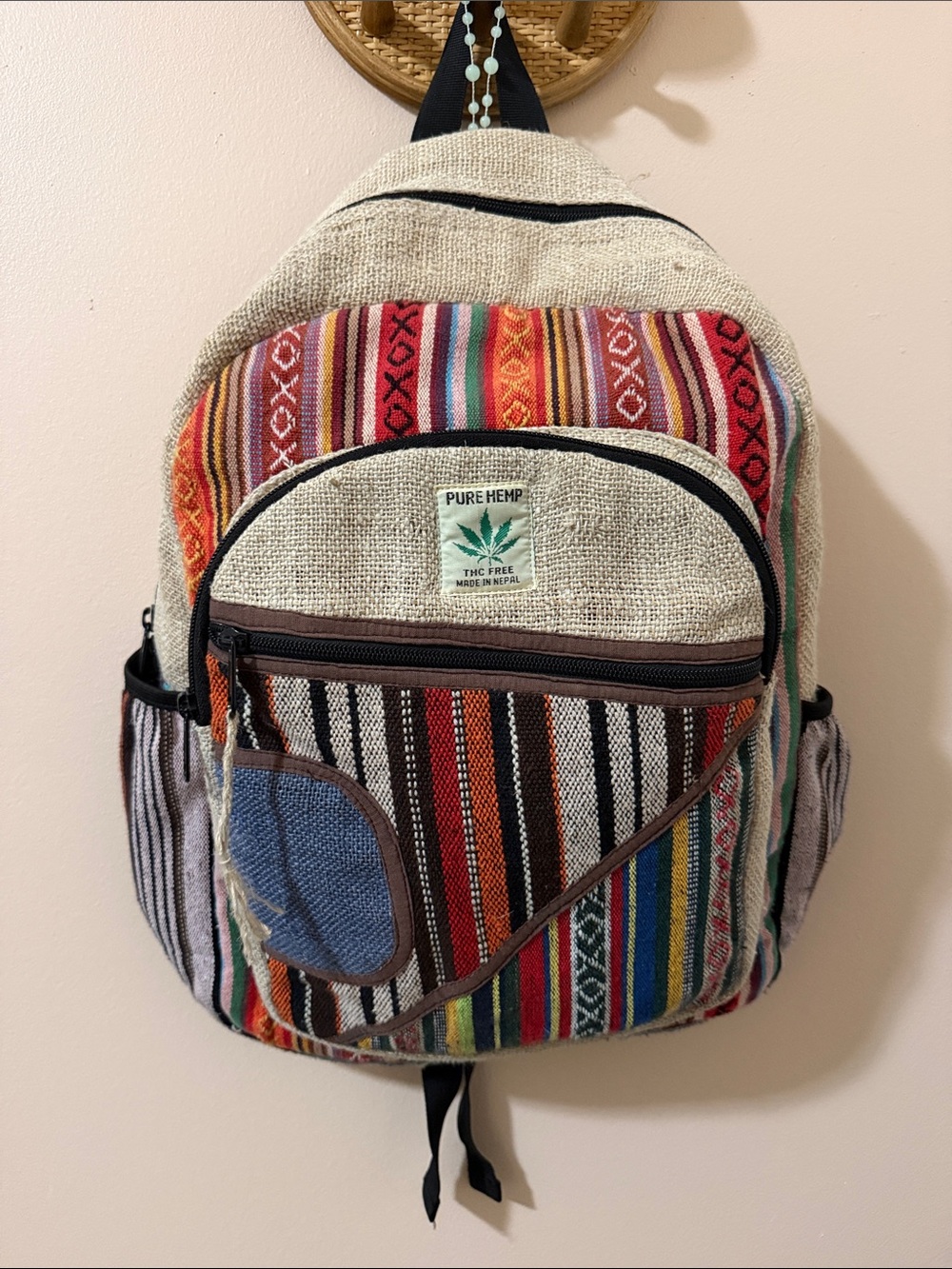 Pure Hemp Multicolor Striped Backpack